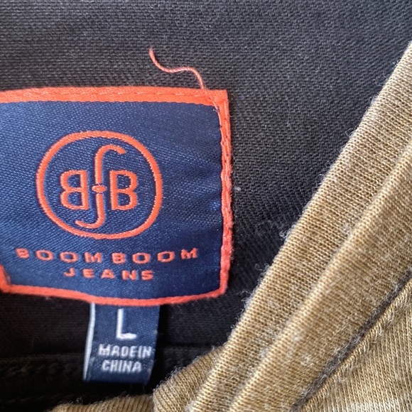 Black jean jacket.  And camouflage shirt - Picture 2 of 4